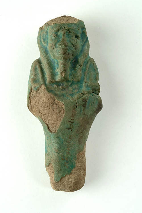 Shabti of light blue faience